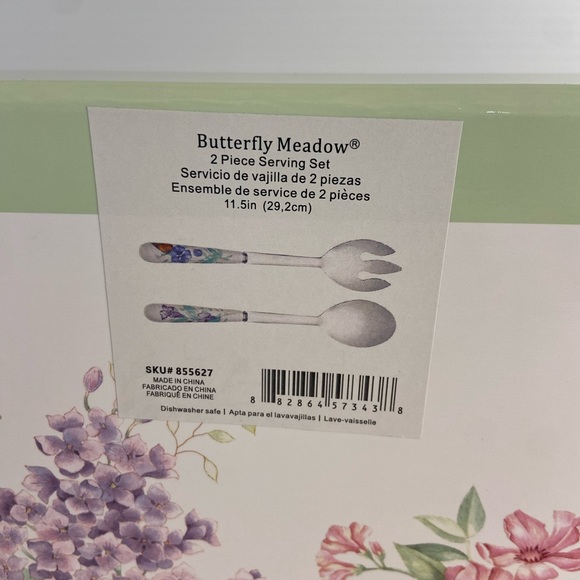 NIB Lenox Butterfly Meadow 2 Piece Serving Set Spoon and Slotted Spoon - Picture 2 of 11